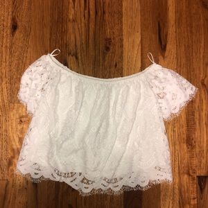 Express lace cropped off the shoulder top